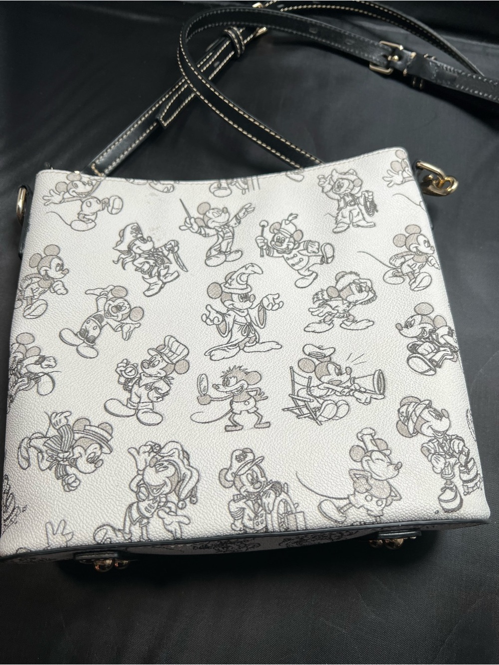 Dooney & Bourke Disney Mickey Mouse Sketch Letter Carrier Crossbody Bag White - Picture 3 of 5